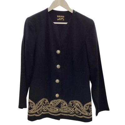 Dolina Womens  Size 14 Suit Jacket Black  / Gold 
