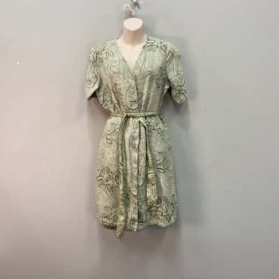 David Lawrence Womens  Size 8 Mini Dress Sage Green / White 