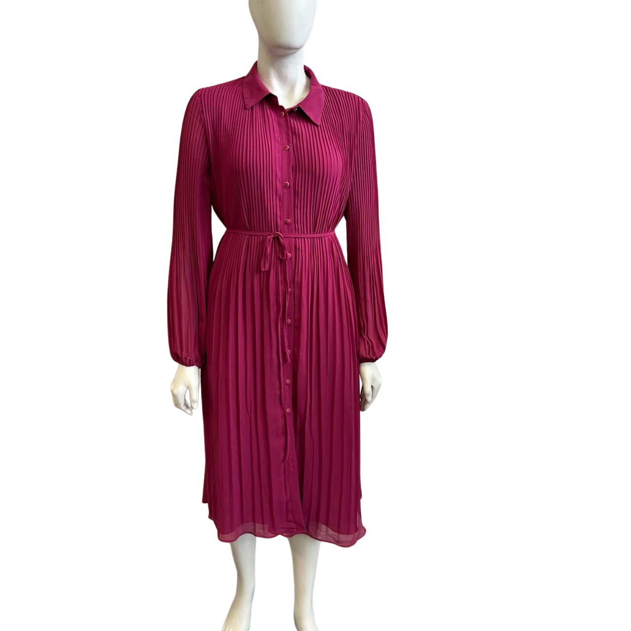 Portmans Women's Size 14 Long Sleeve Midi Dress Pink (s)