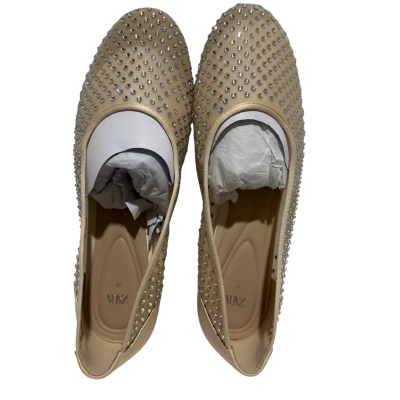Zara Rhinestone Mesh Ballet Flats Nude Crystal Embellished EU 41 AU 10