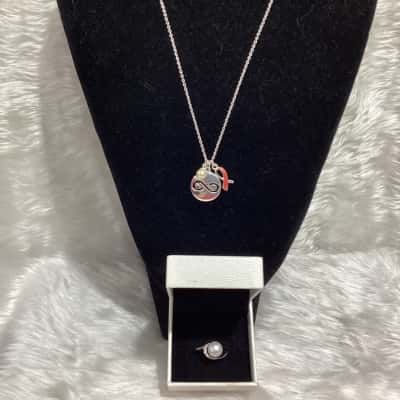  Womens Necklace Pearl / Silver & ring