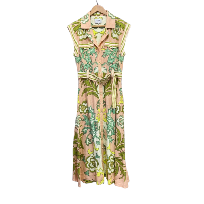 La Maise Womens  Size M Midi Dress Green / Pink  