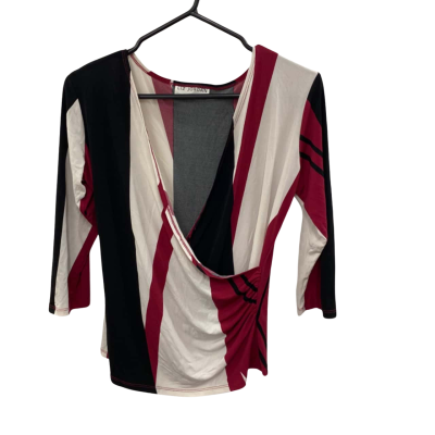 Liz Jordan Womens  Size 12 Long Sleeve Top Black  / Multicoloured / Red / White 