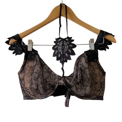 Victoria's Secret Womens Size 38DDD Very Sexy Unlined Plunge Bra Black  Laced(s)