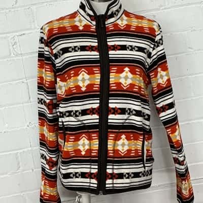 Micro fleece Womens  Size S Fleece Jacket Black  / Burnt Orange / Pattern / White / Yellow 