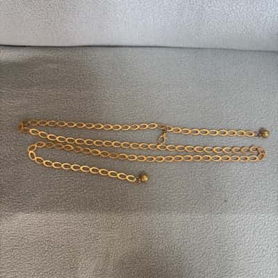  Women's Gold Tone Chain Belt featuring Interlocking Circular Linked Design 