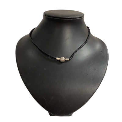 Pandora Womens Choker Necklace Black  / Silver 