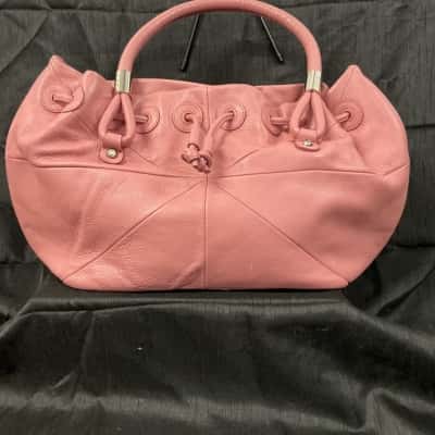 Oroton Pink Pebbled Drawstring bag