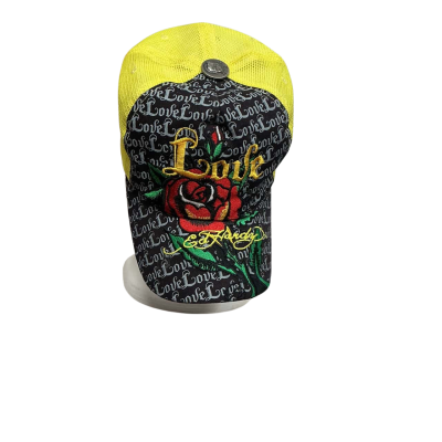 Ed Hardy Unisex   Black  / Yellow Mesh Love Hat