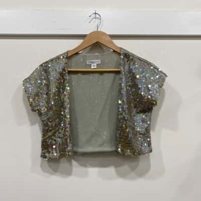 George Gross  Womens  Size 12 Open Jacket Gold / Silver 
