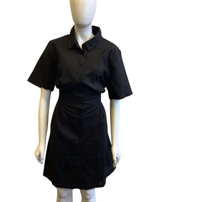 BNWT Atmos&Here Women's Size 20 Suki Collared Linen Blend Mini Dress Black
