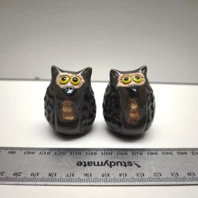 Vintage Ceramic Owl Brown Glaze Figurines Paperweights 