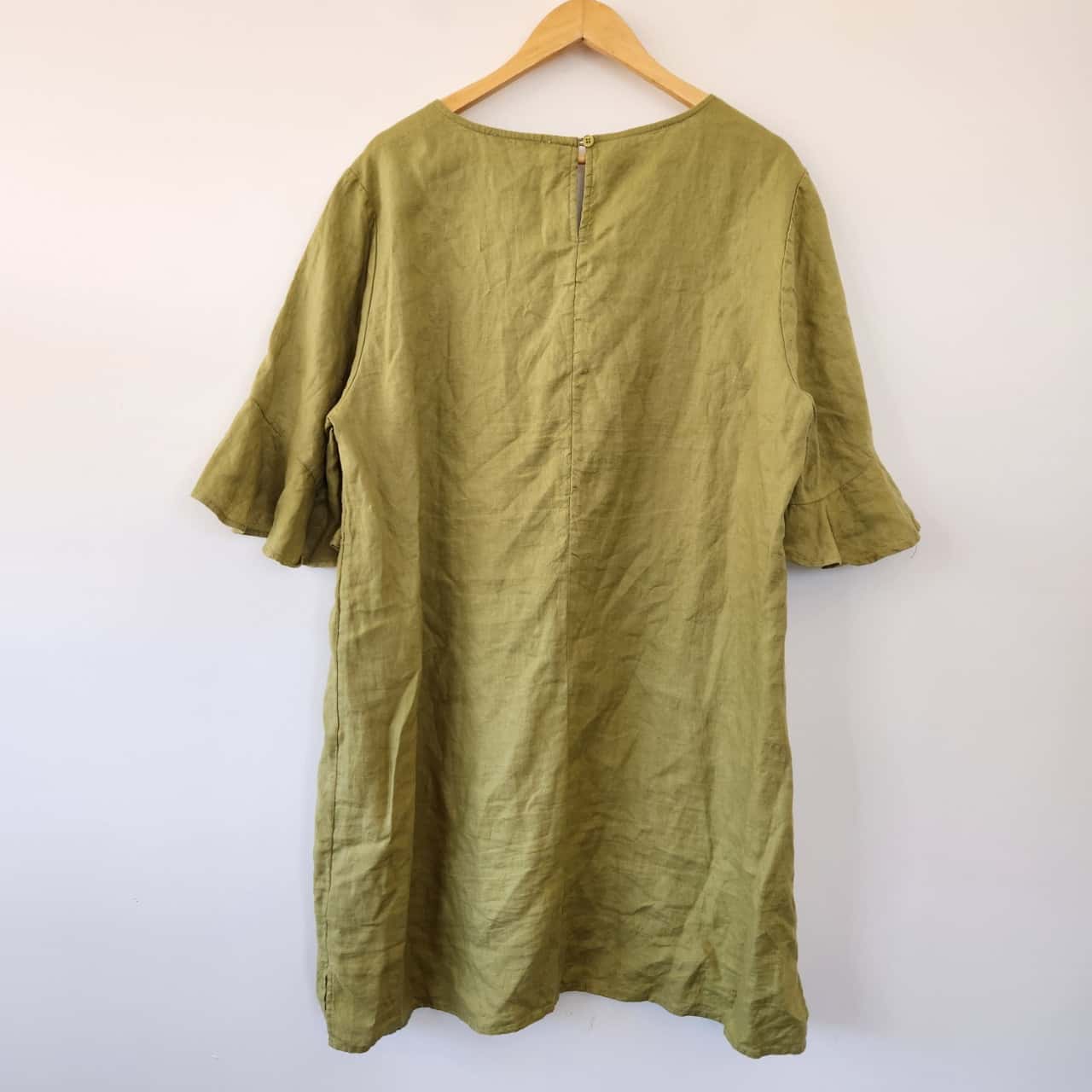 GRAE LINEN Green Mini Dress Plus Size 18 (s) - Used As New | Salvos Stores