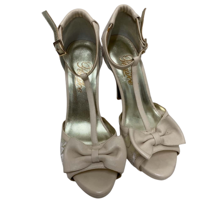 Peeptoe  Womens  Heels Size 38 Beige / Purple 