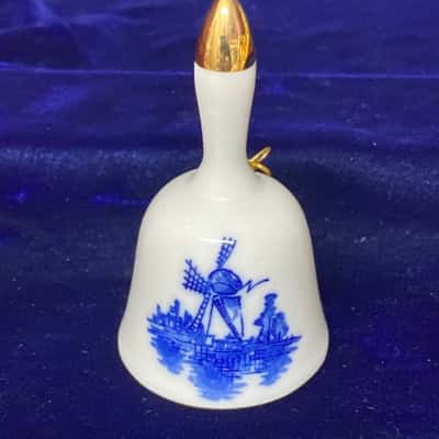 Vintage Blue & White Ceramic Bell