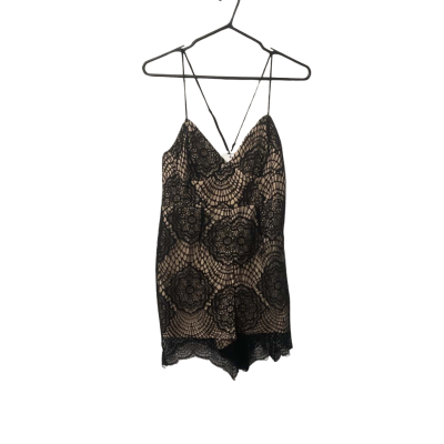 Womens Bardot Size 10 Sleeveless Lace Playsuit Black / Cream 