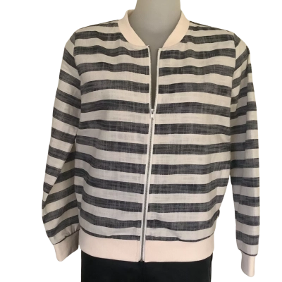 Two by Two.  Pure Linen Striped Bomber Jacket.    Size S 