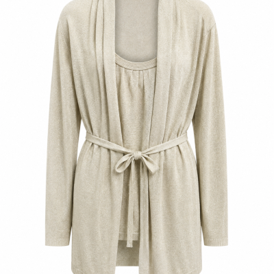 Marina Rinaldi Made in Italy Shimmer Knit Cardigan & Top Two-Piece Set