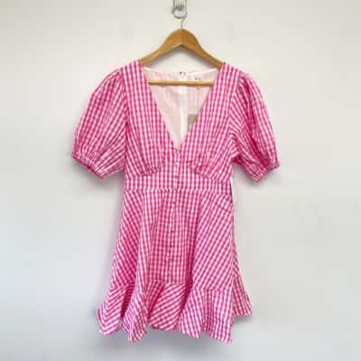 Savel The Label Pink Gingham Vie Mini Dress  Size 12 