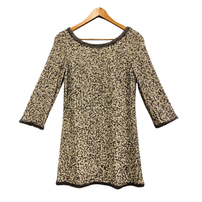 BNWT Sportsgirl, Women’s Size 6, Long Sleeve, Open Back, Pale-Gold, Sequin Top