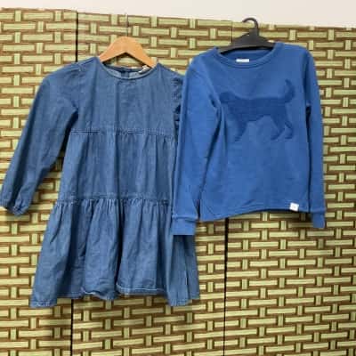 Girls set of 2 Country Road Jumper Milkshake Longsleeve Dress Kids Blue 
