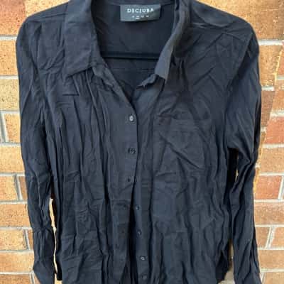 Decjuba Womens  Size 10 Long Sleeve Shirt Black  