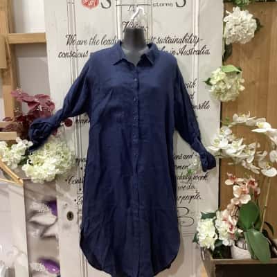 D-Luxe Brand! BNWT RRP $149.95! BUTTON UP SHIRT DRESS! Womens  Size XS Long Sleeve Dress / Midi Dress / Shirt Dress Navy Blue 