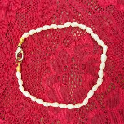 Beautiful White Fresh Water Rice Pearls Bracelet
