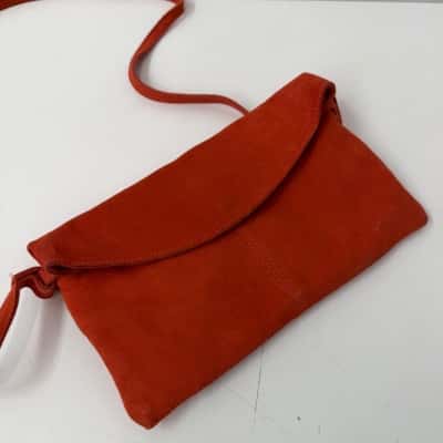 Promod Cowhide Orange Suede Cross Body Bag  