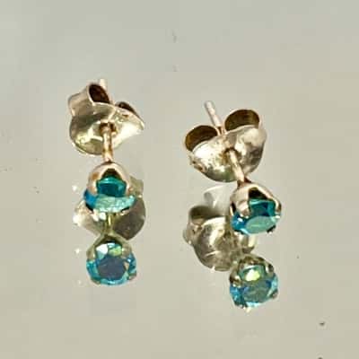 925 Silver Blue Gemstone Stud Earrings