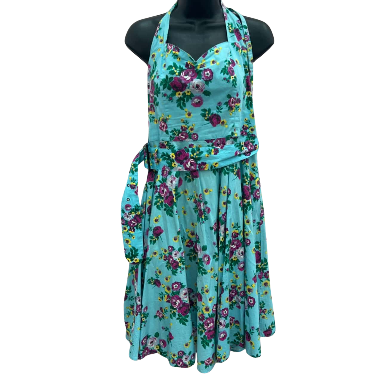 hell bunny blue floral dress Hell Bunny Rina Floral 50's Swing Dress Blue