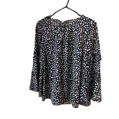Veronika Maine Womens  Size 14 Long Sleeve  Top Black  / Pattern / White 