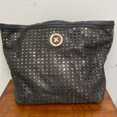 Mimco Womens Handbag Black  / Gold Large 
