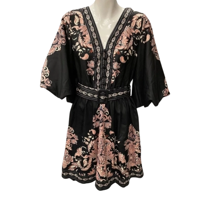 Lorraine Womens  Size 8 Short Sleeve Dress  Black  / Pattern 