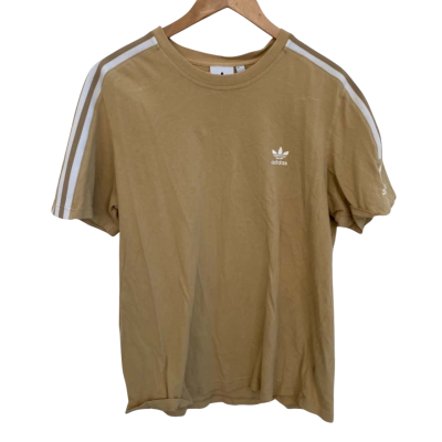 Adidas Size L Short Sleeve Shirt Beige 