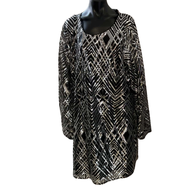 City Chic Womens  Size 24 Cocktail Dress Black  / Silver 