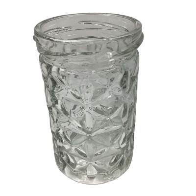 Textured Clear Glass jar with Diamond Pattern