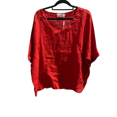  Bottega Moda Womens  Size 12 / 14 Short Sleeve Top Red RRP $119