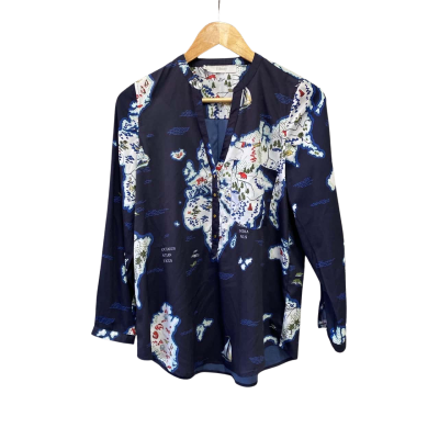 Binny Womens  Size 8 Long Sleeve Top Blue 