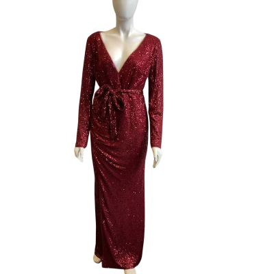 BNWT Bariano Australia Women's Size 16 La Bamba Sleeved Maxi Dress Wine 