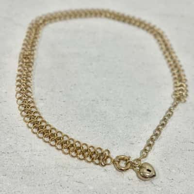 Vintage Gold Chain Belt w/ love heart 