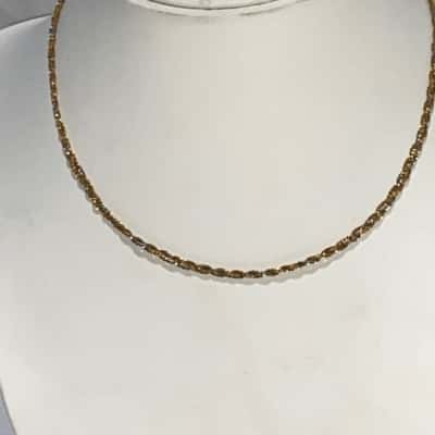  Women's 9K GOLD, 2 TONE, FISH SCALE STYLE Necklace 5.8g