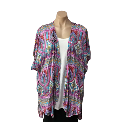 Vero Donna Womens Size L / XL Multicoloured Pattern Short Sleeve Open Jacket / Robe