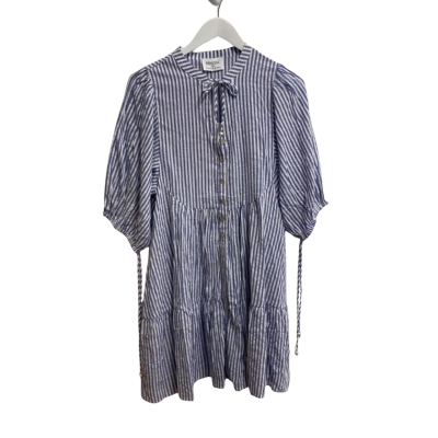 HEYCHIC Size 10 Button Down Mini Dress Blue / Striped / White 