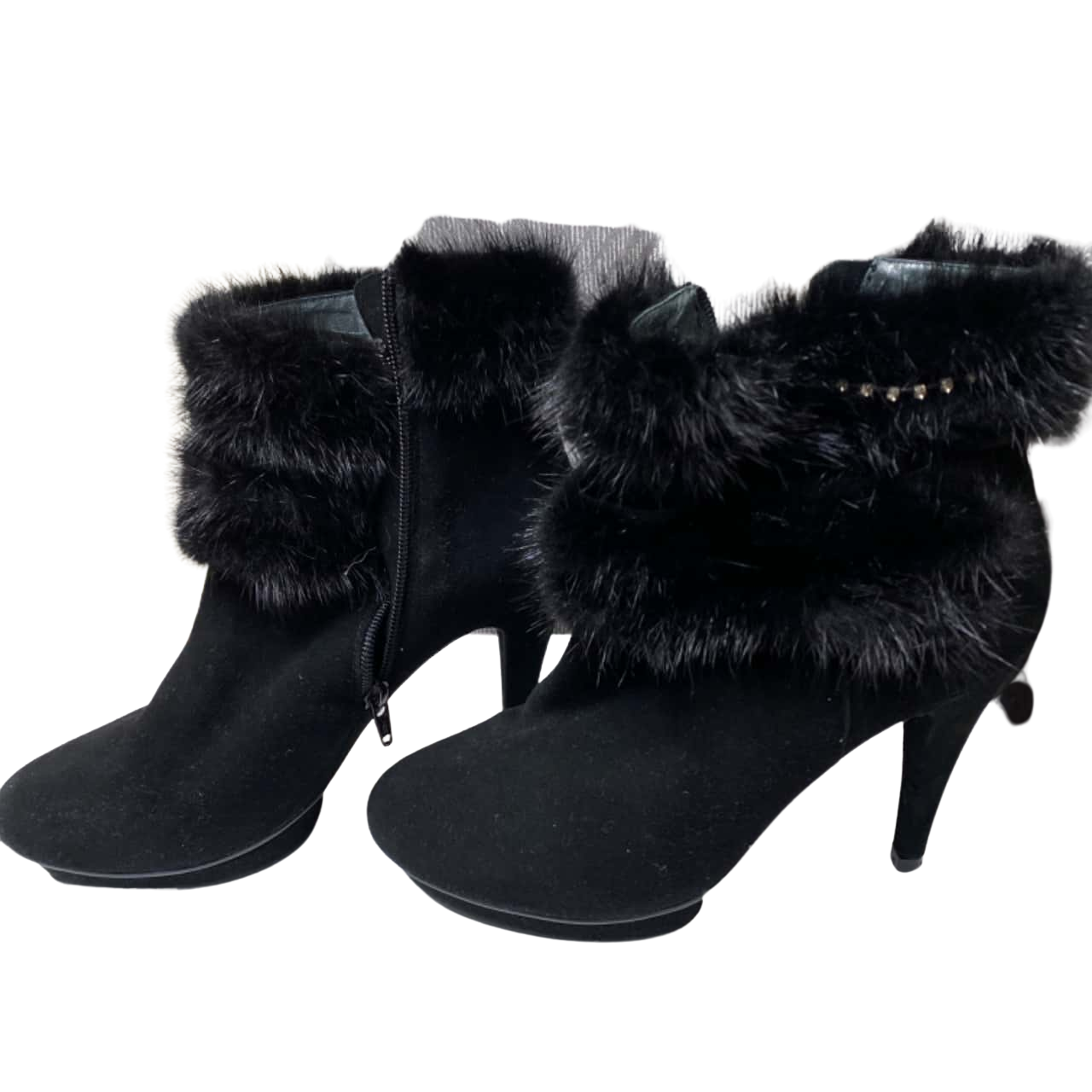 Women's Black Ankle Boots with Fur Size 67