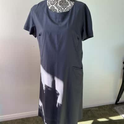 Fletcher Jones Women's Size 14 Shift Dress Navy Blue 