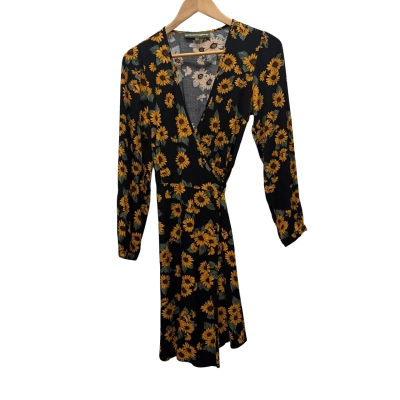 Princess Highway Womens  Size 6 Wrap Dress Black  / Green / Yellow 