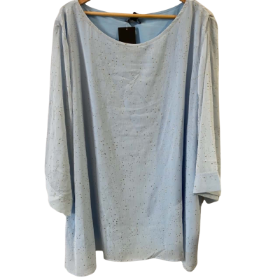 beme Womens Size 26 3/4 V Neck Foil Top Light Blue