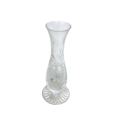 Cut Crystal Glass Vase Leaf/Flower Design
