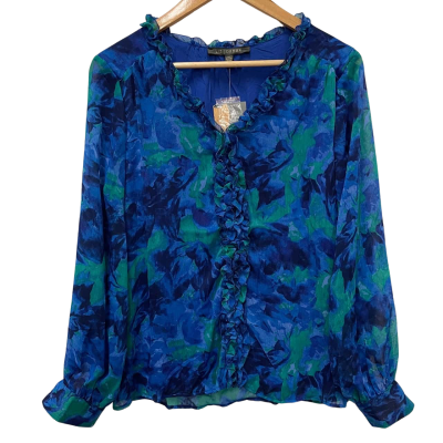Liz Jordan San Marino Electric Frill Print Top Size 10